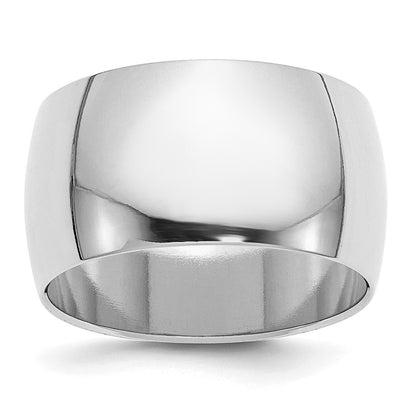 Sterling Silver Rhodium-Plated 12mm Half-Round Band