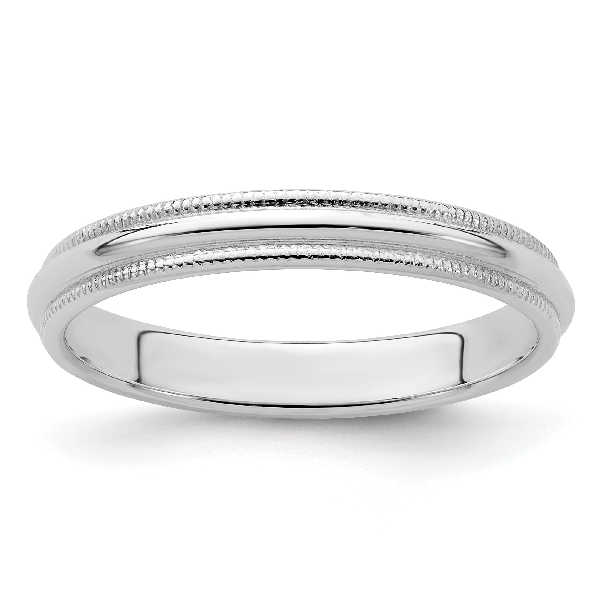 Sterling Silver 3mm Half Round Milgrain Size 4 Band