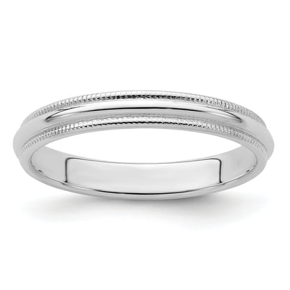 Sterling Silver 3mm Half Round Milgrain Size 4 Band