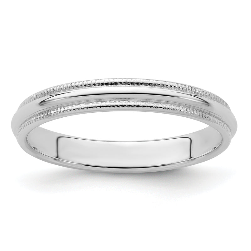 Sterling Silver 3mm Half Round Milgrain Size 4 Band
