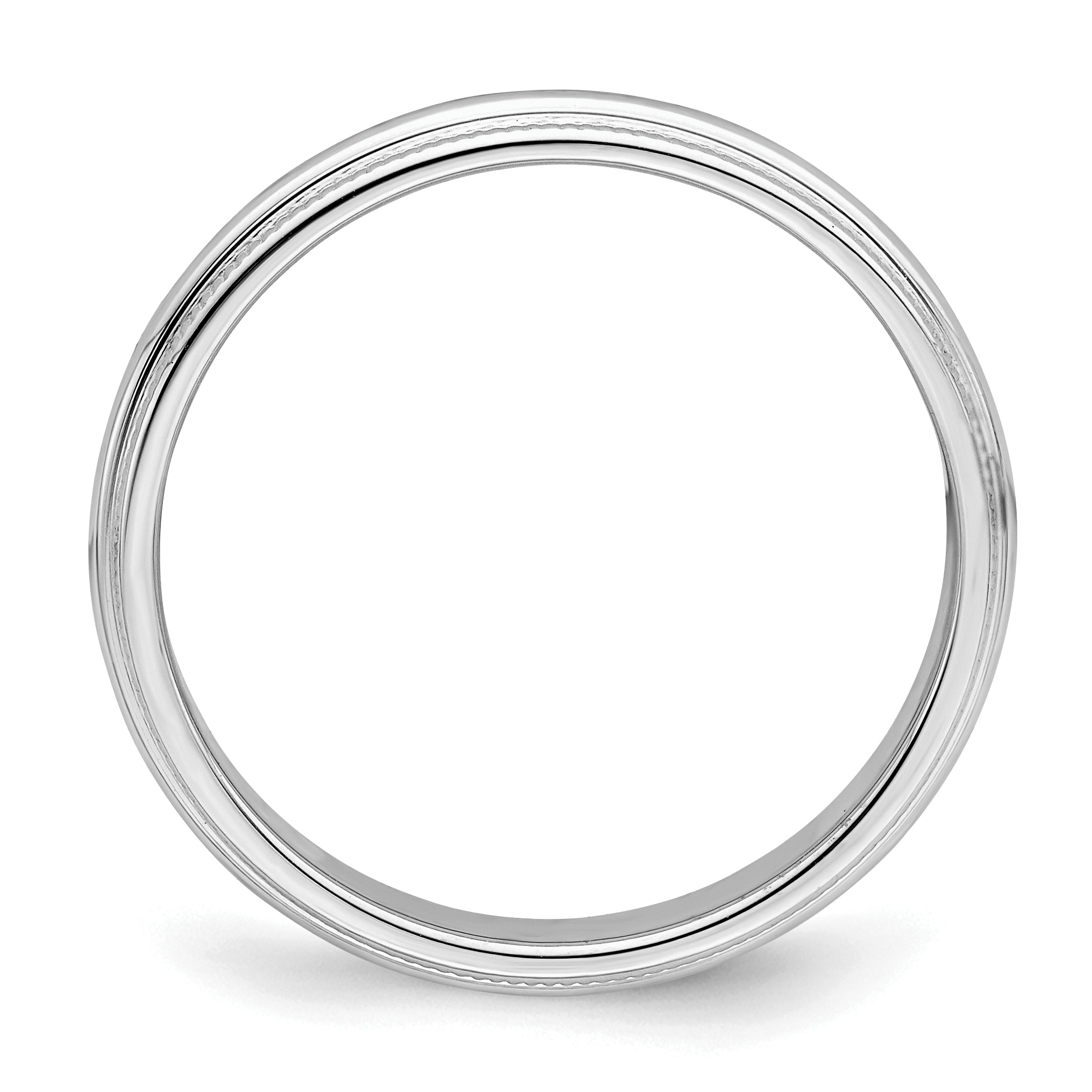 Sterling Silver Rhodium Plated 3mm Half Round Milgrain Size 4 Band