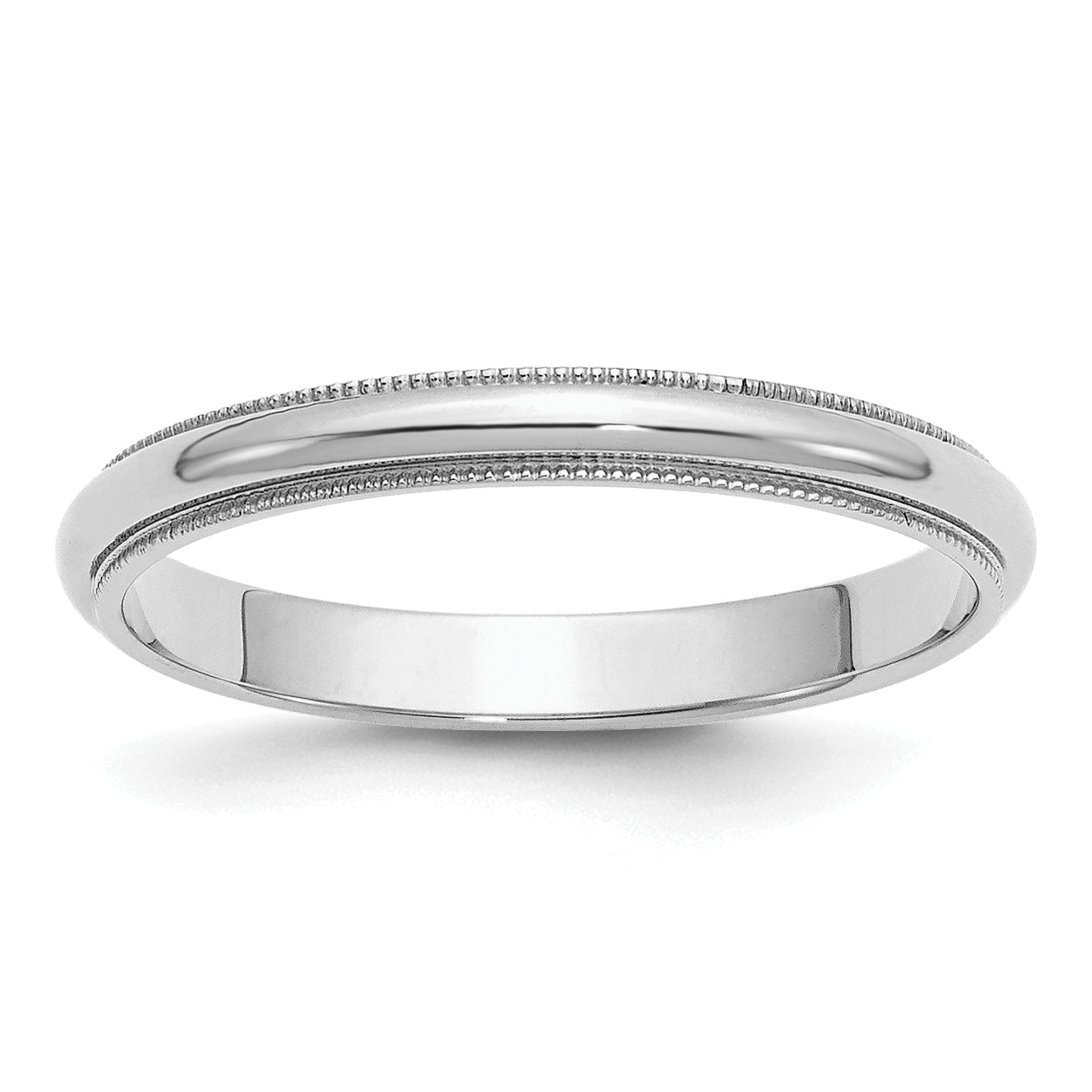 Sterling Silver Rhodium Plated 3mm Half Round Milgrain Size 4 Band