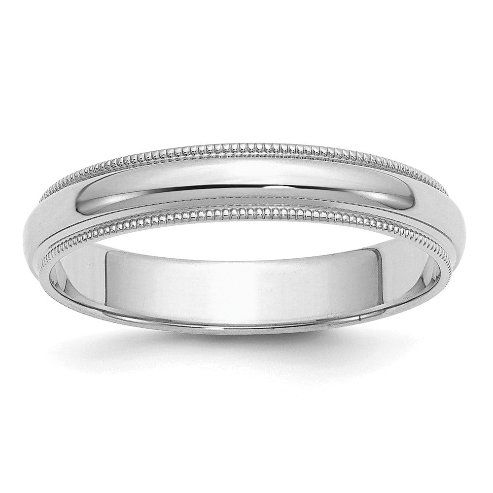 Sterling Silver Rhodium-Plated 4mm Half Round Milgrain Band