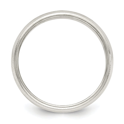 Sterling Silver 5mm Half Round Milgrain Size 4 Band