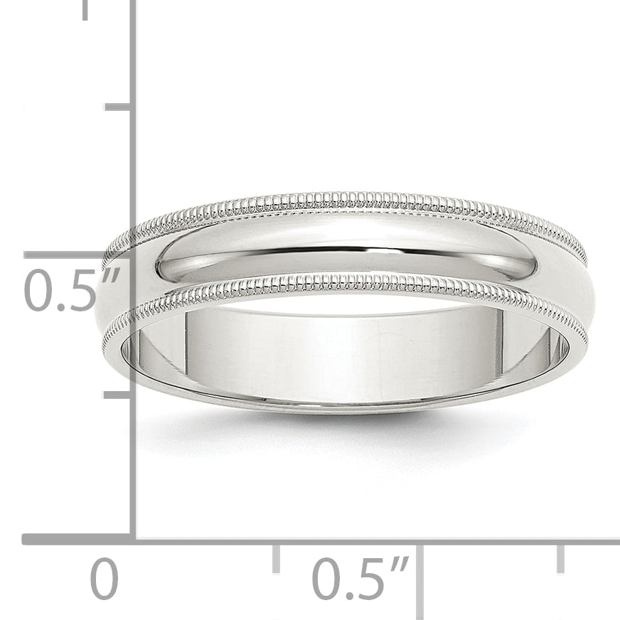 Sterling Silver 5mm Half Round Milgrain Size 4 Band