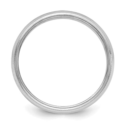 Sterling Silver Rhodium-Plated 5mm Half Round Milgrain Band