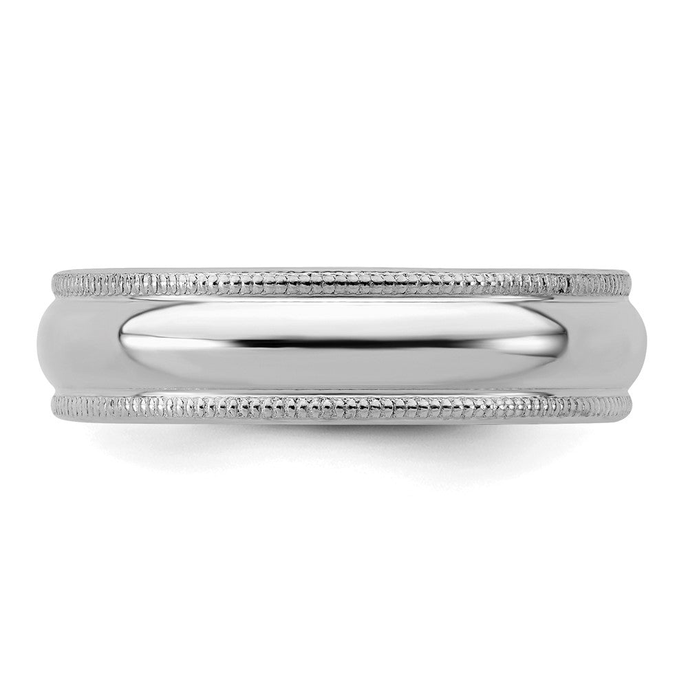 Sterling Silver Rhodium-Plated 5mm Half Round Milgrain Band