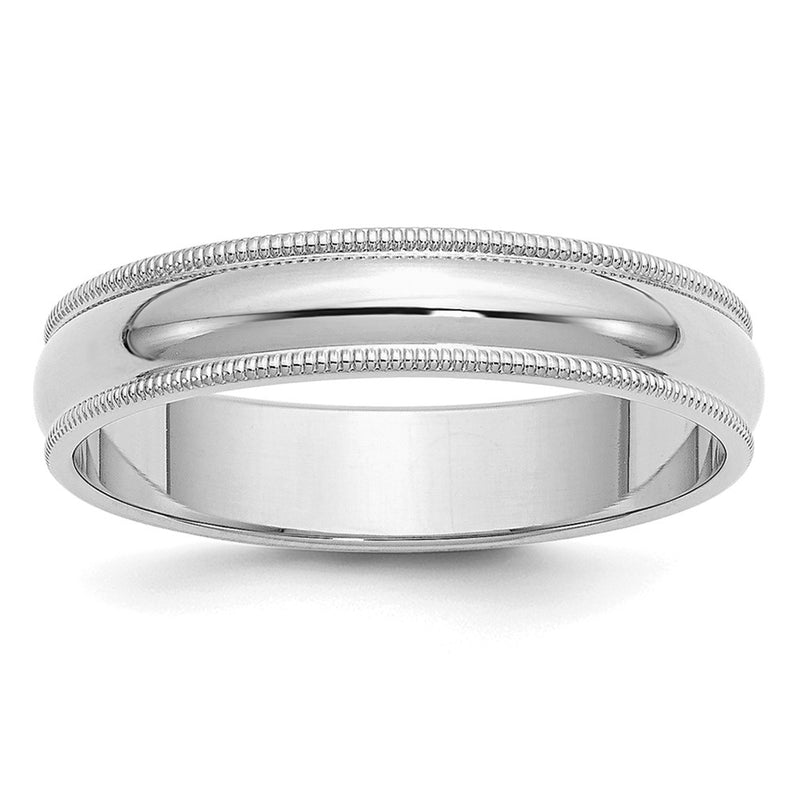 Sterling Silver Rhodium-Plated 5mm Half Round Milgrain Band