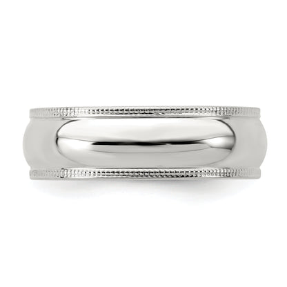 Sterling Silver 6mm Half Round Milgrain Size 4 Band