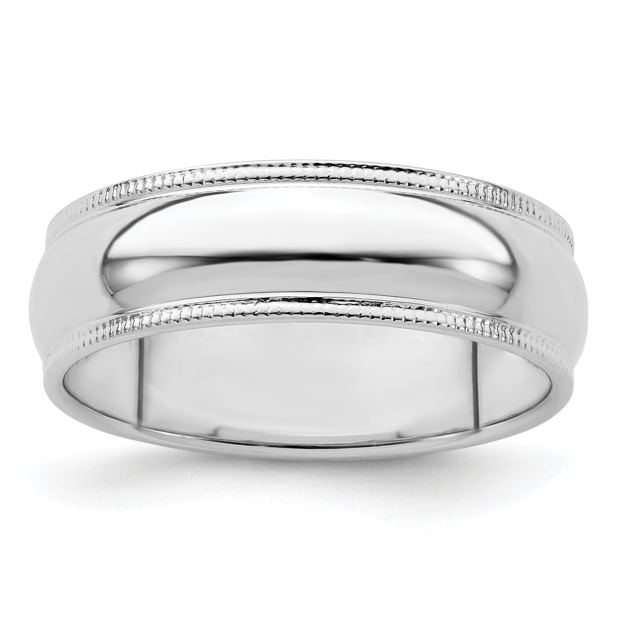 Sterling Silver 6mm Half Round Milgrain Size 4 Band