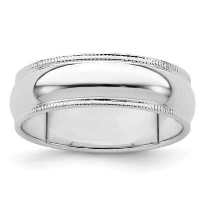 Sterling Silver 6mm Half Round Milgrain Size 4 Band