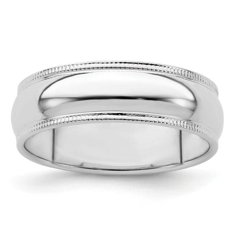 Sterling Silver 6mm Half Round Milgrain Size 4 Band