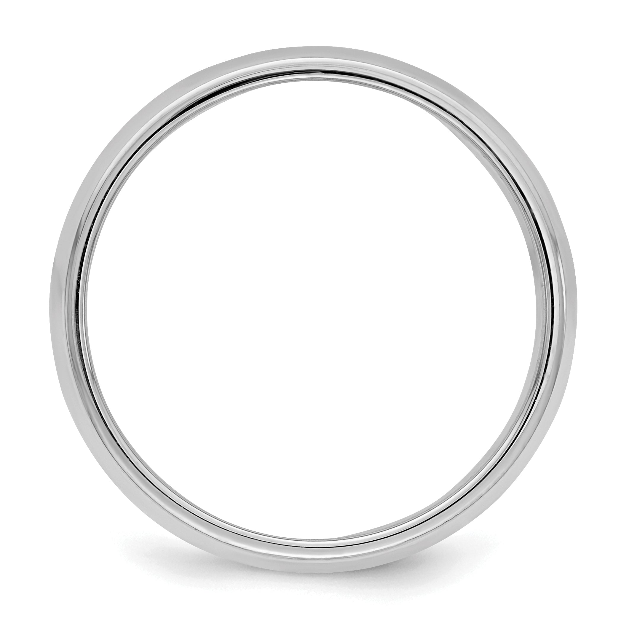 Sterling Silver Rhodium Plated 6mm Half Round Milgrain Size 4 Band
