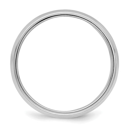 Sterling Silver Rhodium Plated 6mm Half Round Milgrain Size 4 Band
