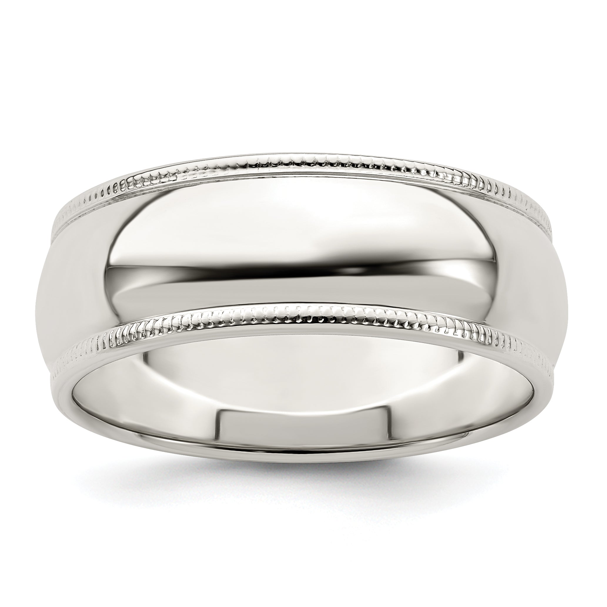 Sterling Silver 7mm Half Round Milgrain Size 4 Band