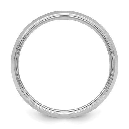Sterling Silver Rhodium-Plated 7mm Half Round Milgrain Band