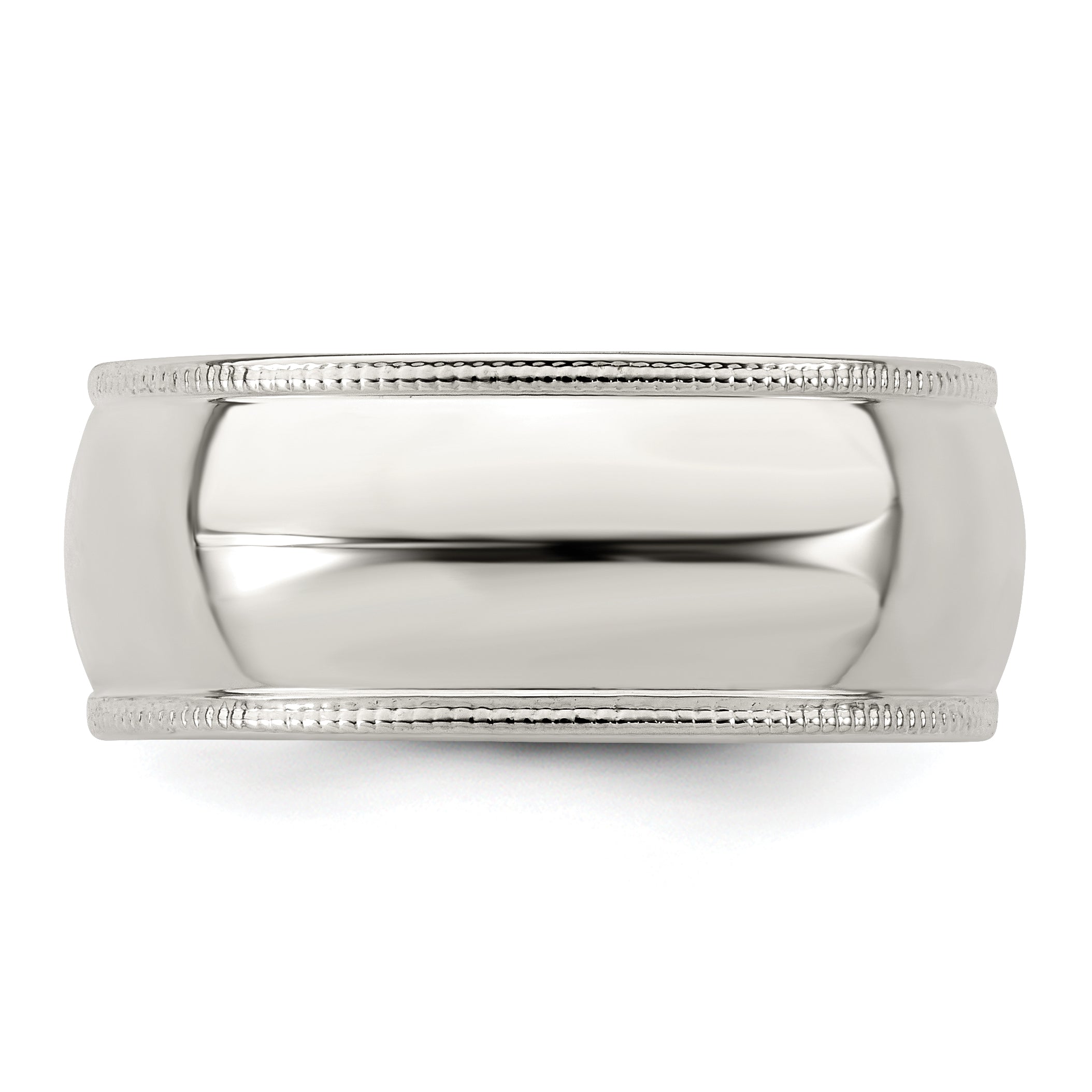 Sterling Silver 8mm Half Round Milgrain Size 4 Band