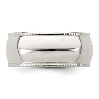 Sterling Silver 8mm Half Round Milgrain Size 4 Band