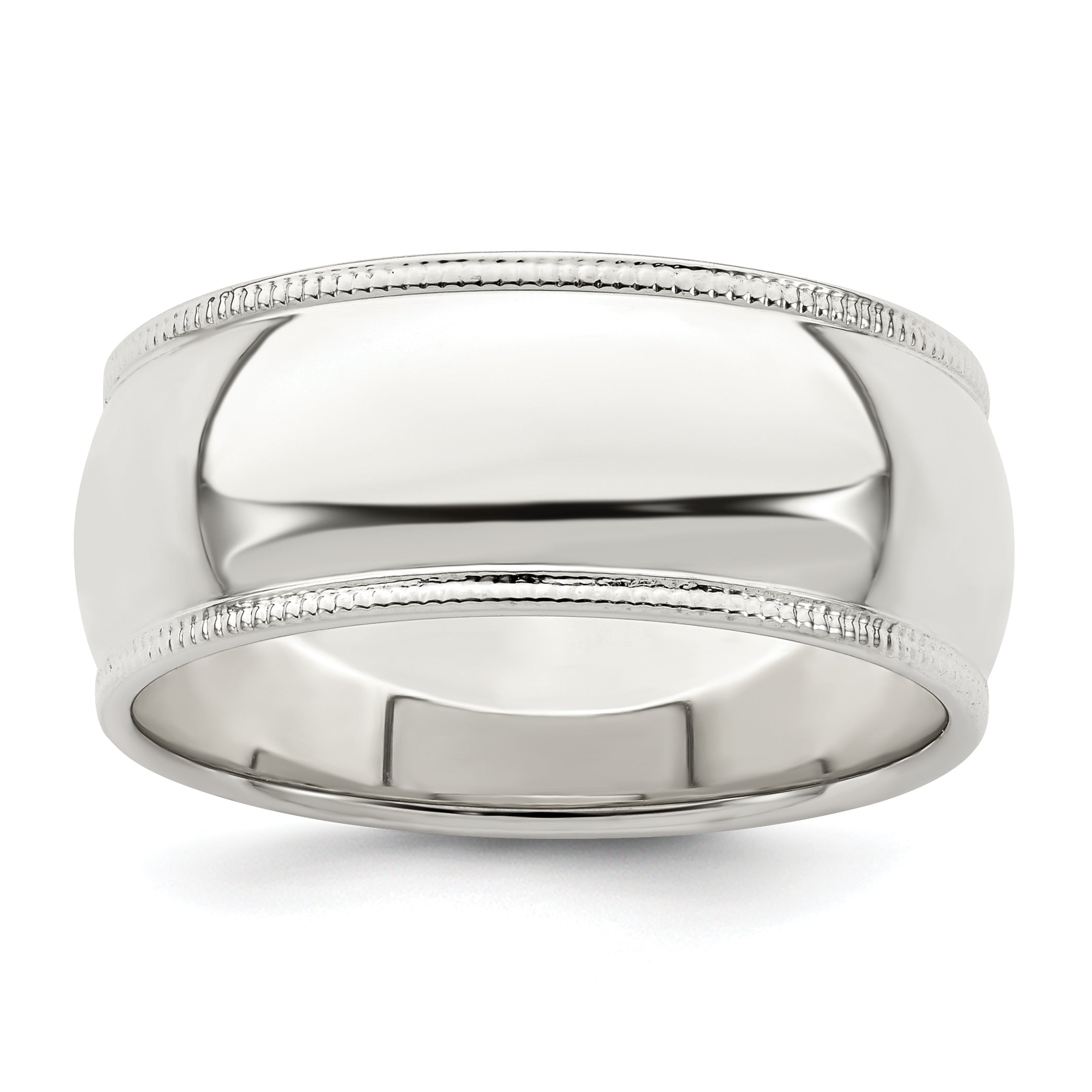 Sterling Silver 8mm Half Round Milgrain Size 4 Band