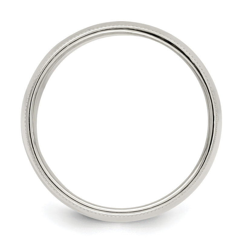 Sterling Silver 9mm Half Round Milgrain Size 4 Band