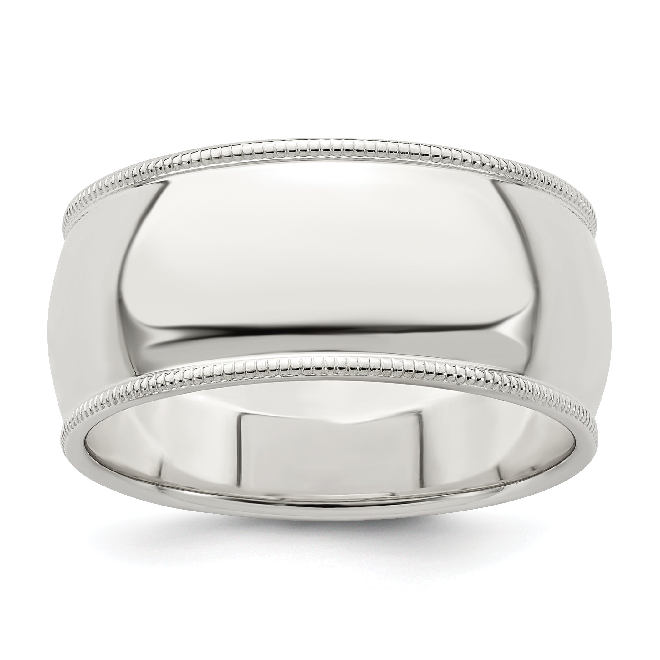 Sterling Silver 9mm Half Round Milgrain Size 4 Band