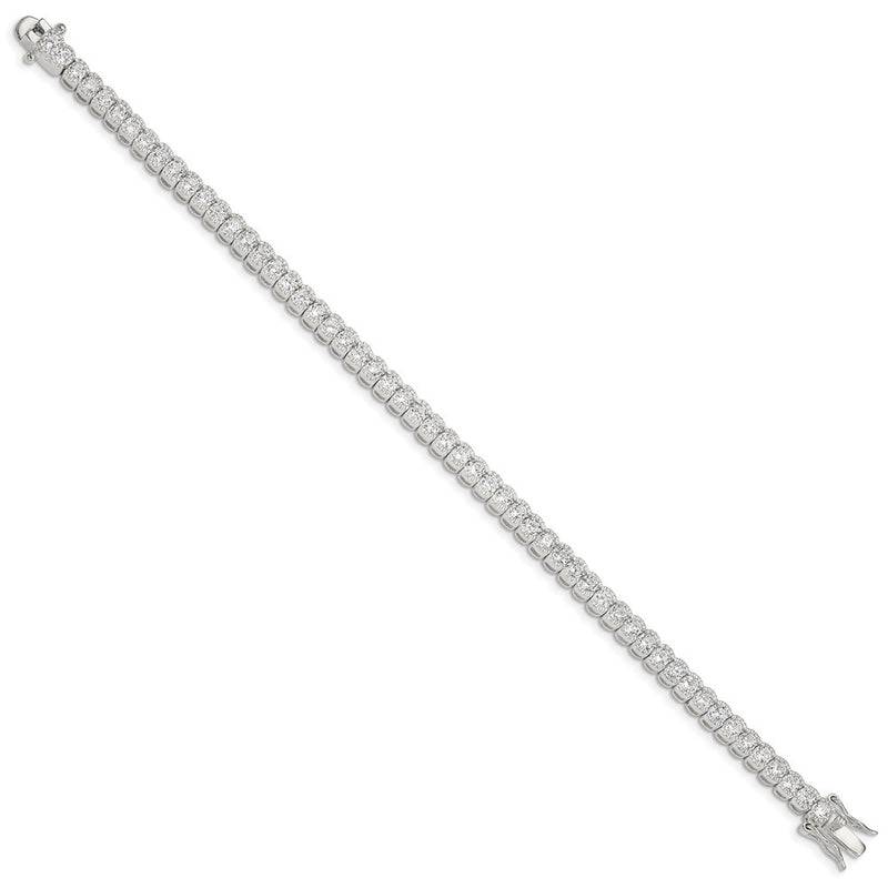 7 Inch Sterling Silver Rhodium-Plated Cz Tennis Bracelet