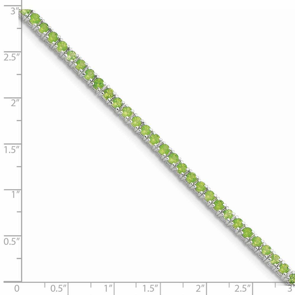 7 Inch Sterling Silver Rhodium-Plated Peridot Bracelet