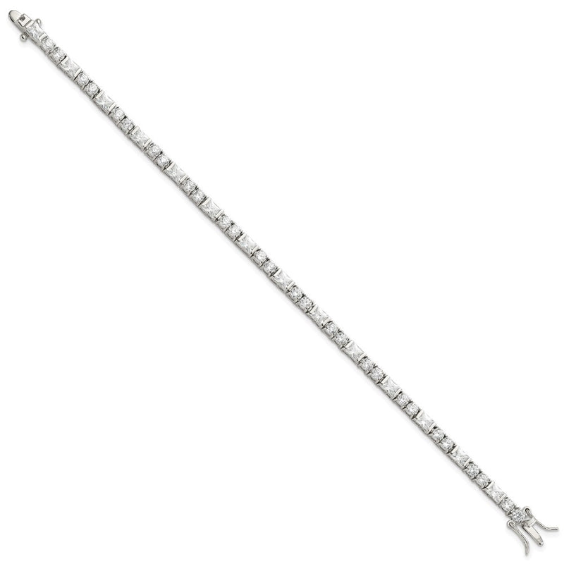 7 Inch Sterling Silver Rhodium-Plated Cz Tennis Bracelet