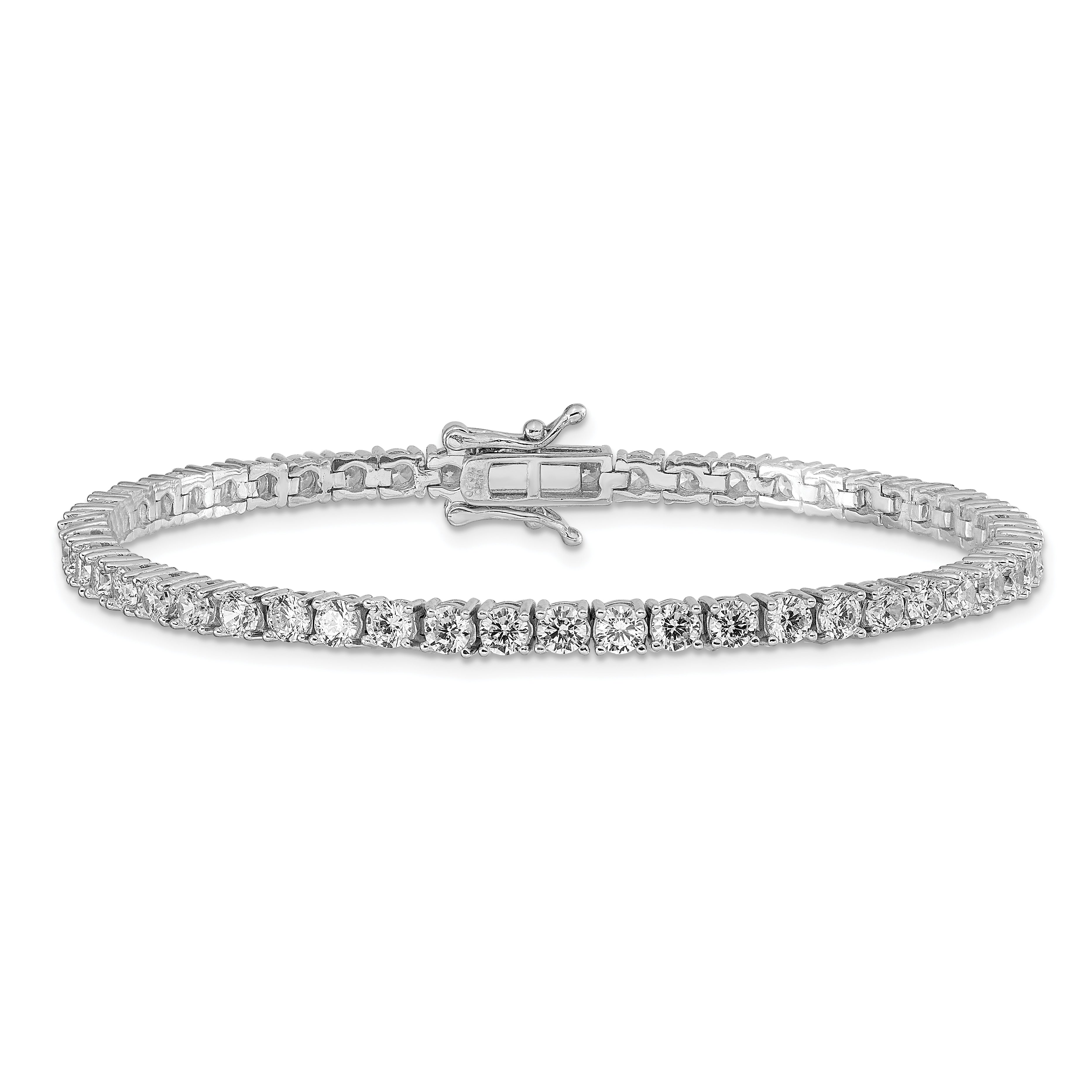 7 Inch Sterling Silver Rhodium-Plated Cz Tennis Bracelet