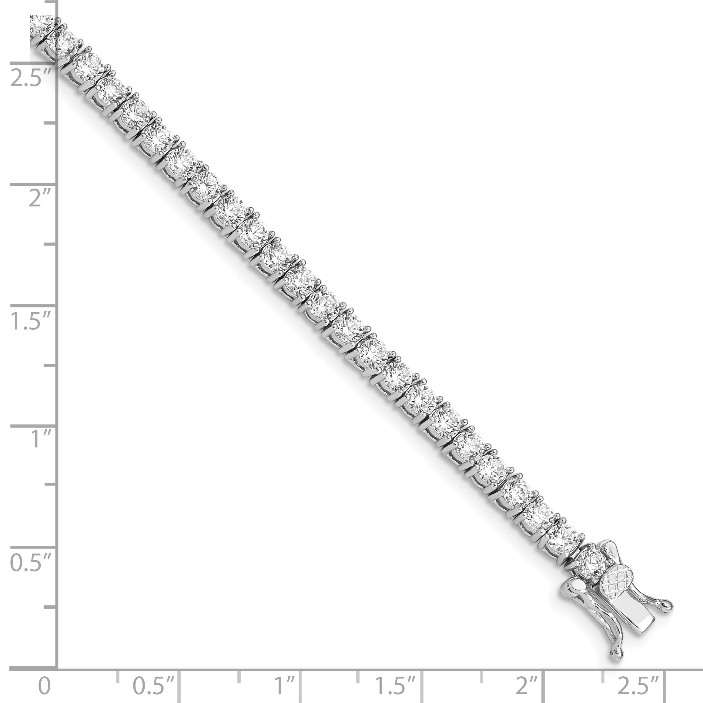 7 Inch Sterling Silver Rhodium-Plated Cz Tennis Bracelet