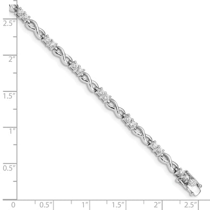 7.5 Inch Sterling Silver Rhodium-Plated Cz Infinity Bracelet
