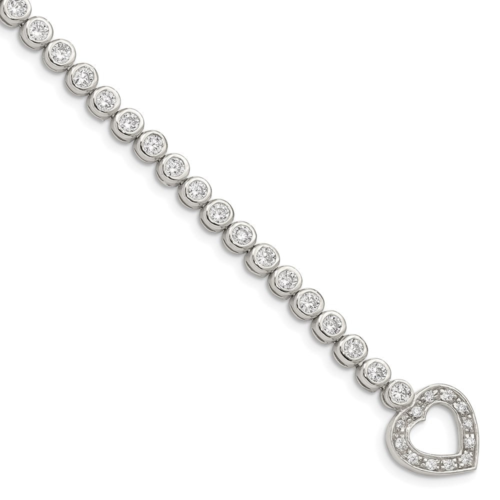 7.5 Inch Sterling Silver Rhodium-Plated In Cz Tennis Bracelet