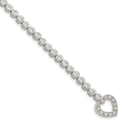 7.5 Inch Sterling Silver Rhodium-Plated In Cz Tennis Bracelet