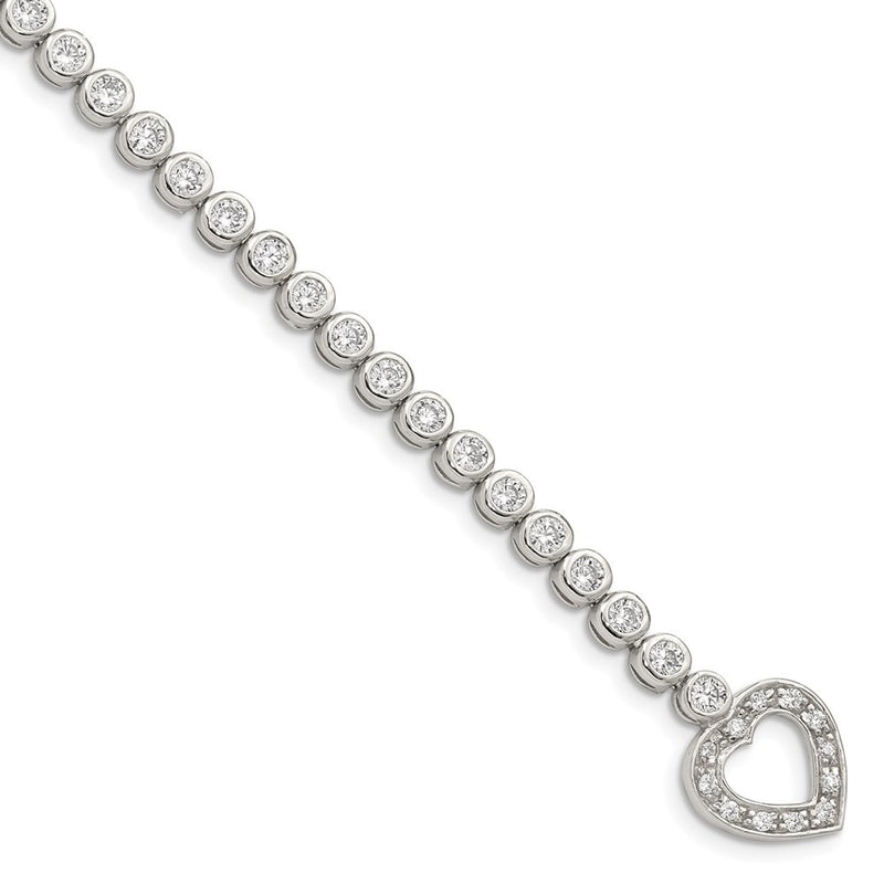 7.5 Inch Sterling Silver Rhodium-Plated In Cz Tennis Bracelet