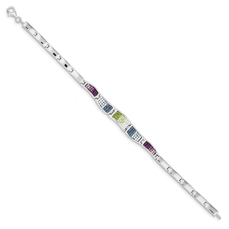 7.5 Inch Sterling Silver Rhod Plated 7.5Inch Multicolored Cz Ferido Style Bracelet