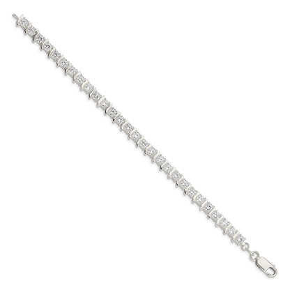 7 Inch Sterling Silver Cz Fancy Polished Bracelet