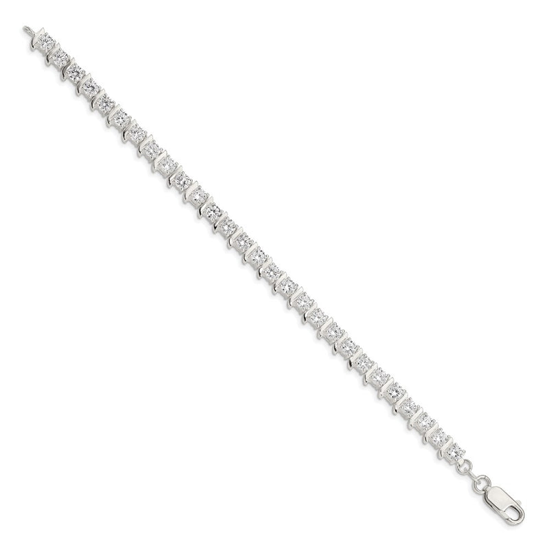 7 Inch Sterling Silver Cz Fancy Polished Bracelet