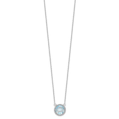 Sterling Silver Rhodium-Plated Blue Topaz W/1.5In Ext 18In Necklace