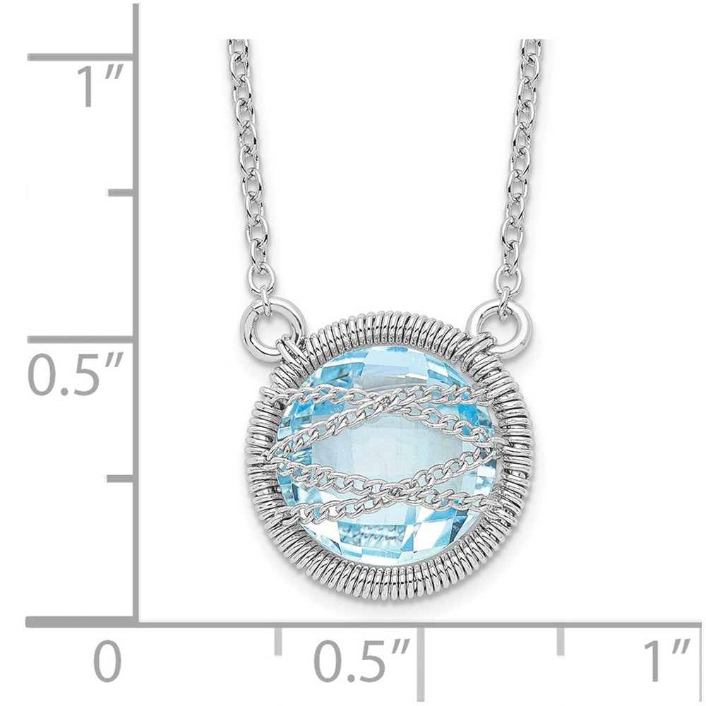 Sterling Silver Rhodium-Plated Blue Topaz W/1.5In Ext 18In Necklace