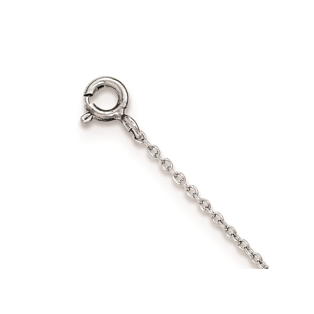 Sterling Silver Rhodium-Plated Polished Cz Anchor 7 Inch Bracelet