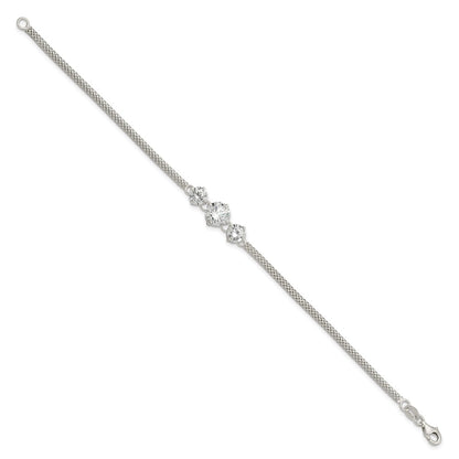 7.5 Inch Sterling Silver Cz 7.5In 3-Stone Bracelet