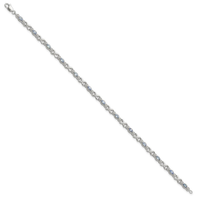 Sterling Silver Rhodium-Plated Polished Tanzanite Xs 7.5 Inch Bracelet