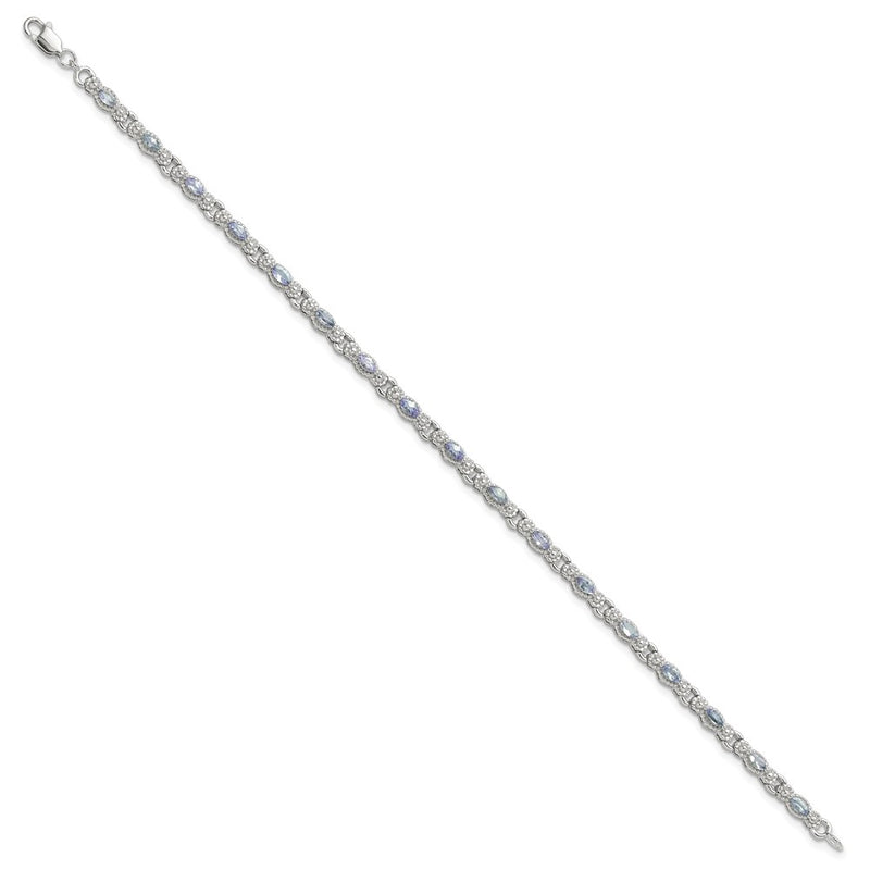 Sterling Silver Rhodium-Plated Polished Tanzanite 7.5 Inch Bracelet