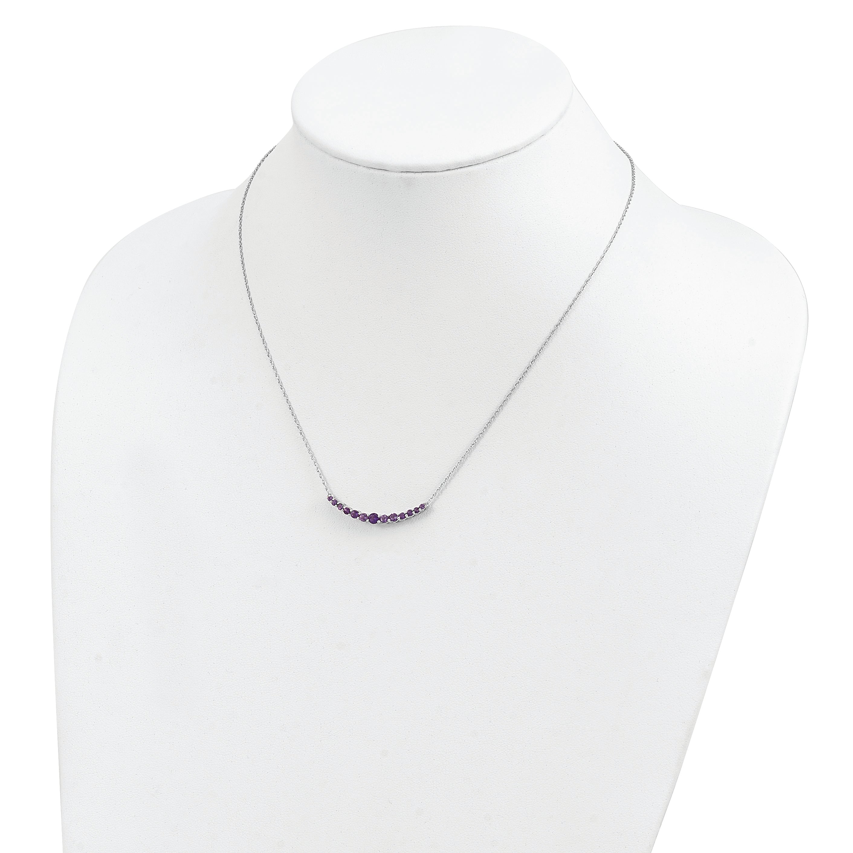 Sterling Silver Rhodium-Plated Amethyst Pendant W/Necklace