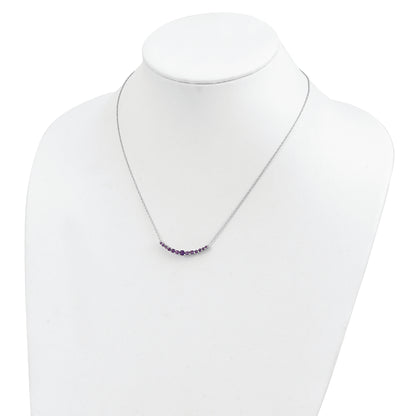 Sterling Silver Rhodium-Plated Amethyst Pendant W/Necklace