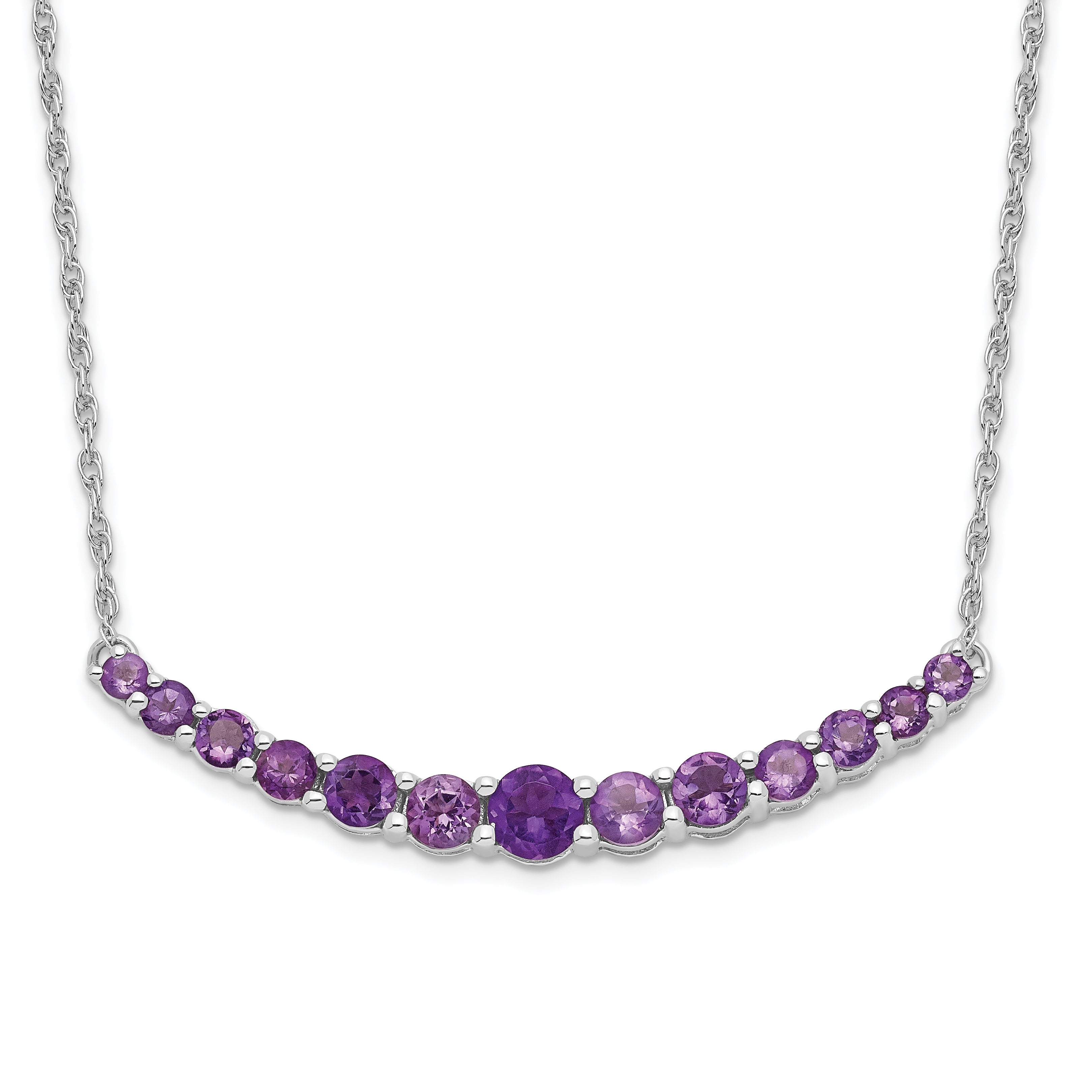 Sterling Silver Rhodium-Plated Amethyst Pendant W/Necklace
