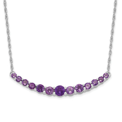 Sterling Silver Rhodium-Plated Amethyst Pendant W/Necklace