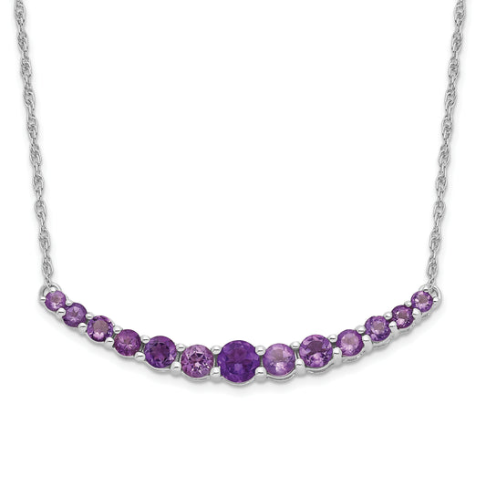 Sterling Silver Rhodium-Plated Amethyst Pendant W/Necklace