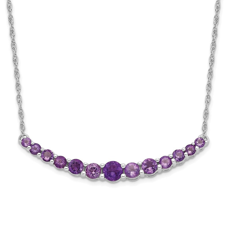 Sterling Silver Rhodium-Plated Amethyst Pendant W/Necklace