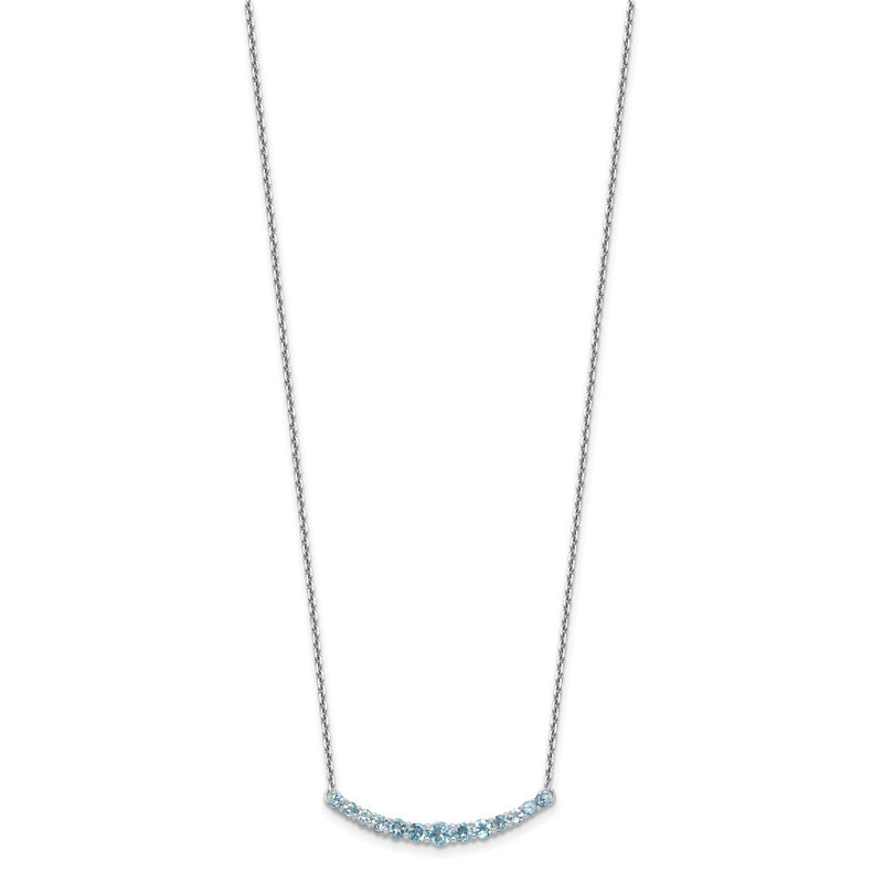 Sterling Silver Rhodium-Plated Blue Topaz Pendant W/Necklace